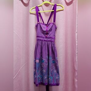 Heatherette Violet Floral Embroidered Dress Sz 2
